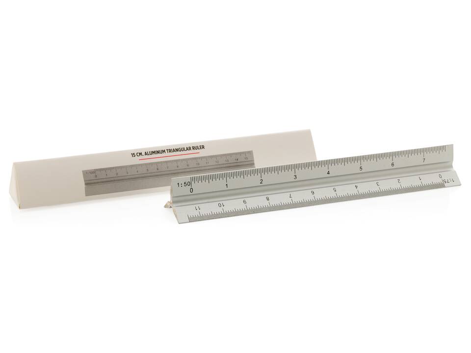 Driehoekige aluminium liniaal met 5 schalen - 15 cm 5