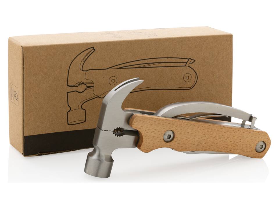 FSC® houten multitoolhamer met 10 functies 9