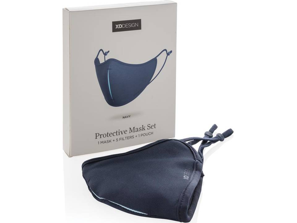 Wasbare mondmasker set - 95% filterefficiëntie - 5 herbruikbare filters - opbergzakje 6