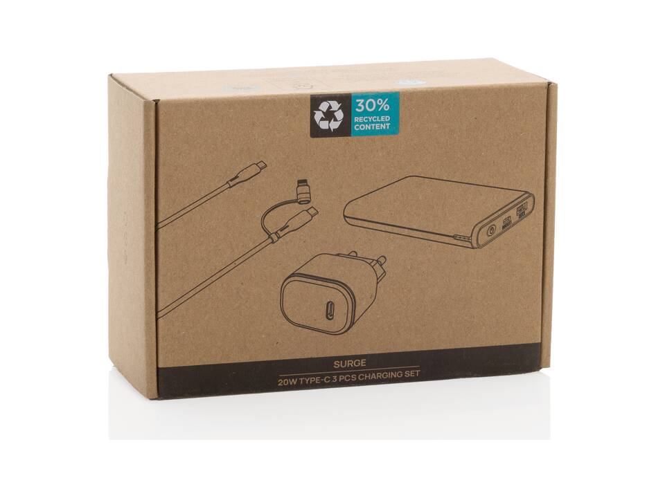 Surge RCS gerecycled PET 20W type C 3-delige oplaadset 12