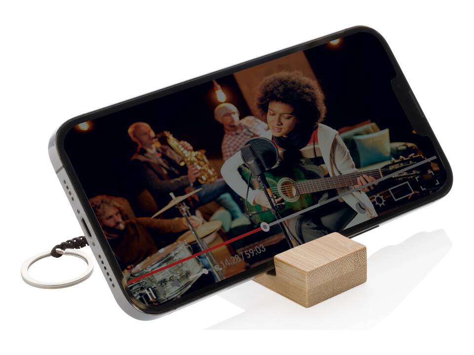 Standkey bamboe sleutelhanger telefoonstandaard 4