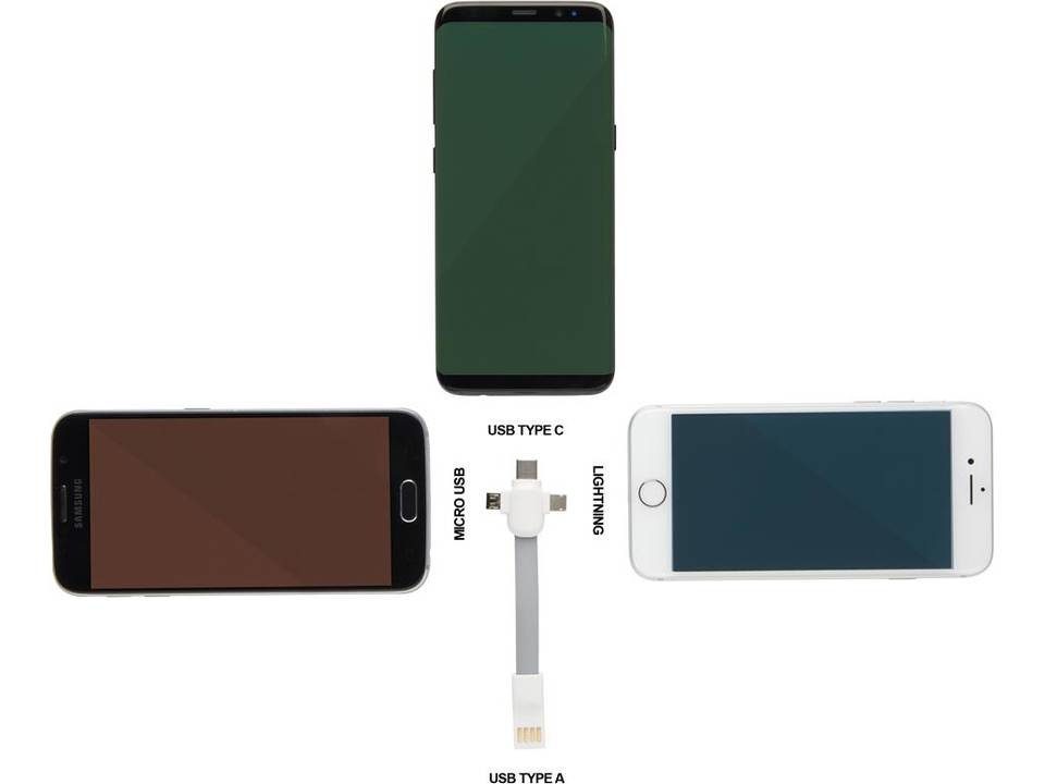 Sleutelhanger kabel met 3 verschillende connectoren 6