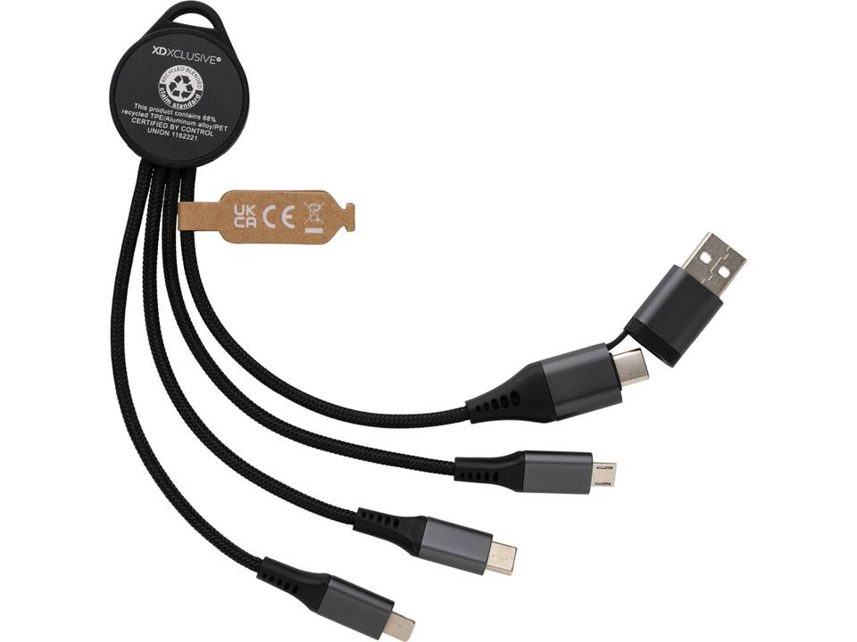 Terra RCS recycled aluminium 6-in-1 oplaadkabel 1