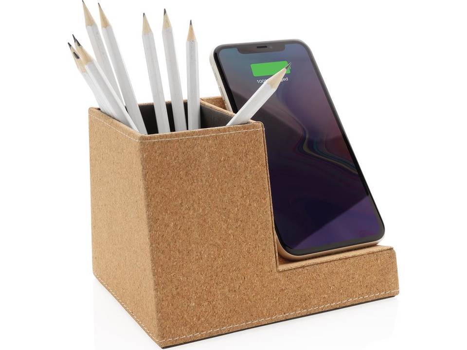 Kurken pen houder met draadloze oplader - 5 W 1