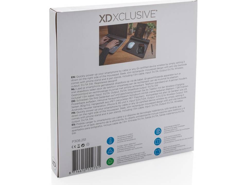 Air muismat met draadloze oplader en USB - 5 W 8