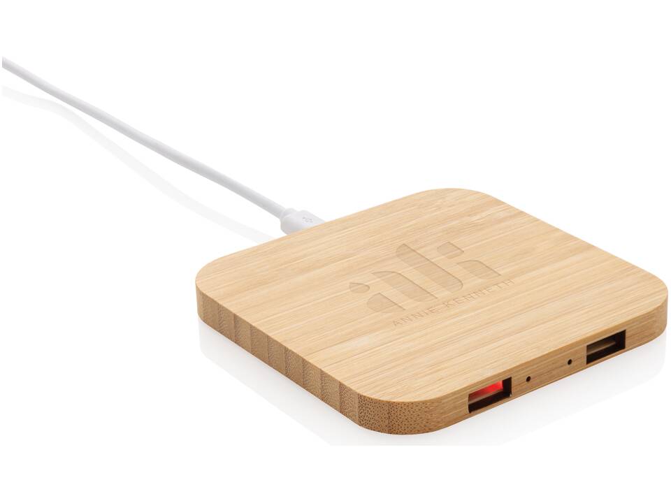 FSC® bamboe 10W draadloze oplader met USB 4