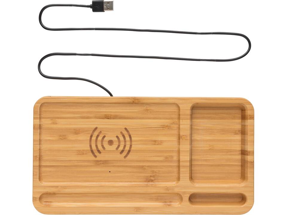 FSC® Bamboo bureau-organizer 10W draadloze oplader 3