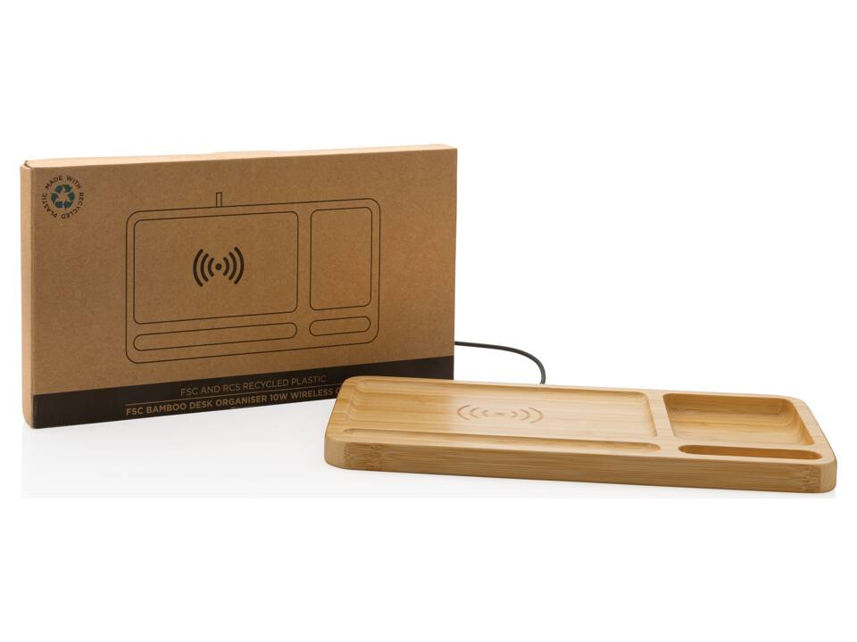 FSC® Bamboo bureau-organizer 10W draadloze oplader 8