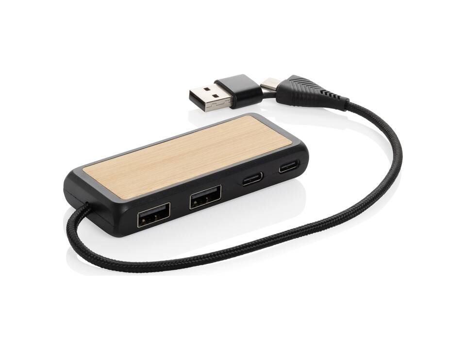 Link RCS gerecycled plastic en bamboe dubbeleUSB-hub 2