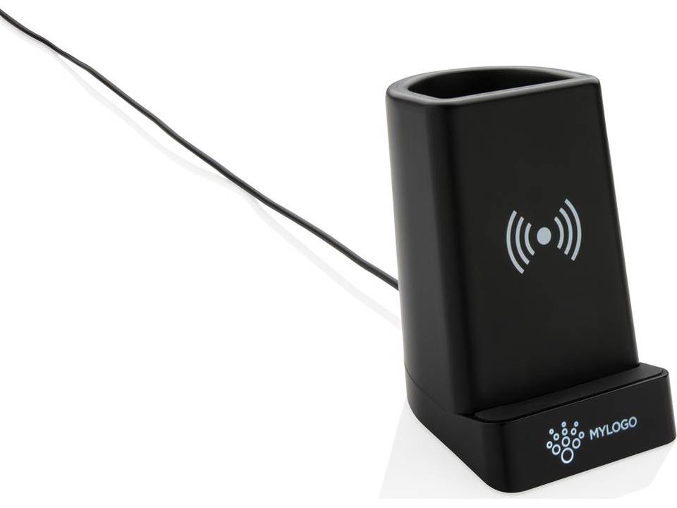 Light up logo pen houder met draadloze oplader - 5 W 5