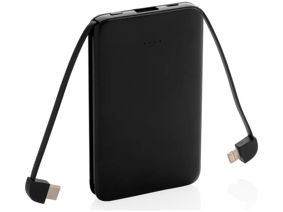 Zakformaat powerbank met geïntegreerde kabels - 5.000 mAh 14