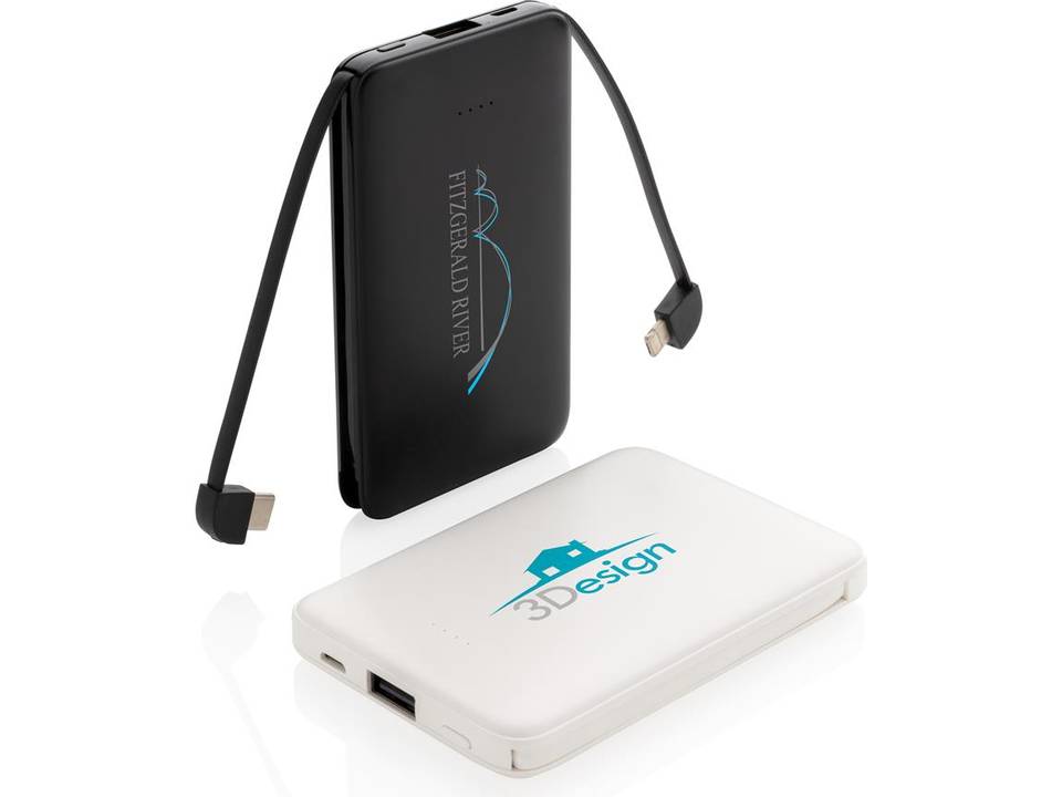 Zakformaat powerbank met geïntegreerde kabels - 5.000 mAh 17