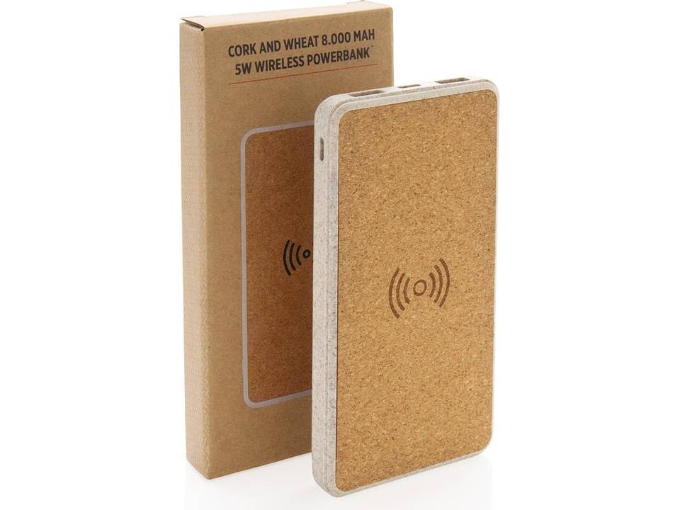 Kurk en tarwestro 5W draadloze powerbank - 8.000 mAh 8