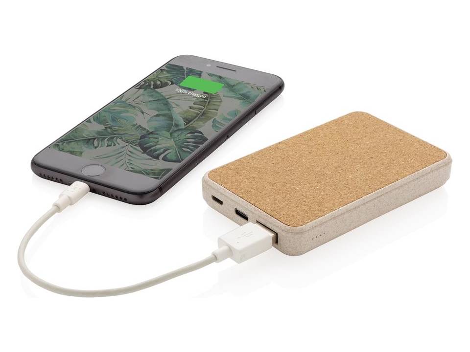 Kurk en tarwestro zakformaat powerbank - 5.000 mAh 1