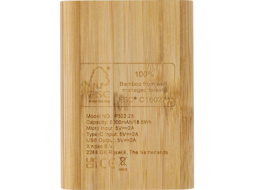 FSC® bamboe powerbank - 5.000 mAh 4