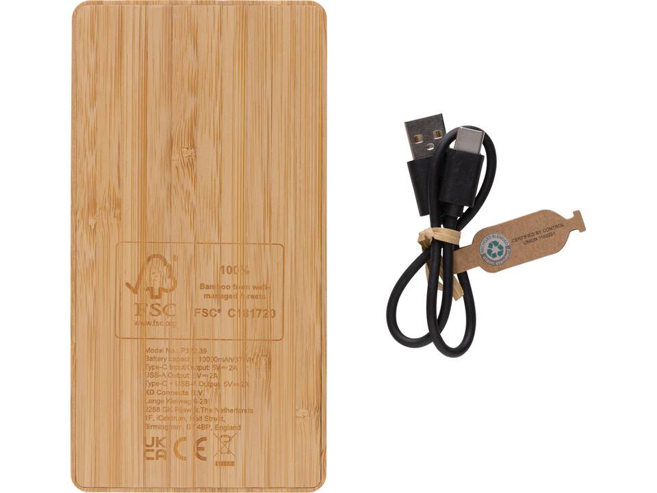 Sunwick bamboe solar powerbank 10.000 mAh 5