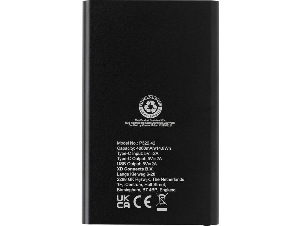 RCS gerecycled plastic/alu 4000 mah powerbank met type C 15