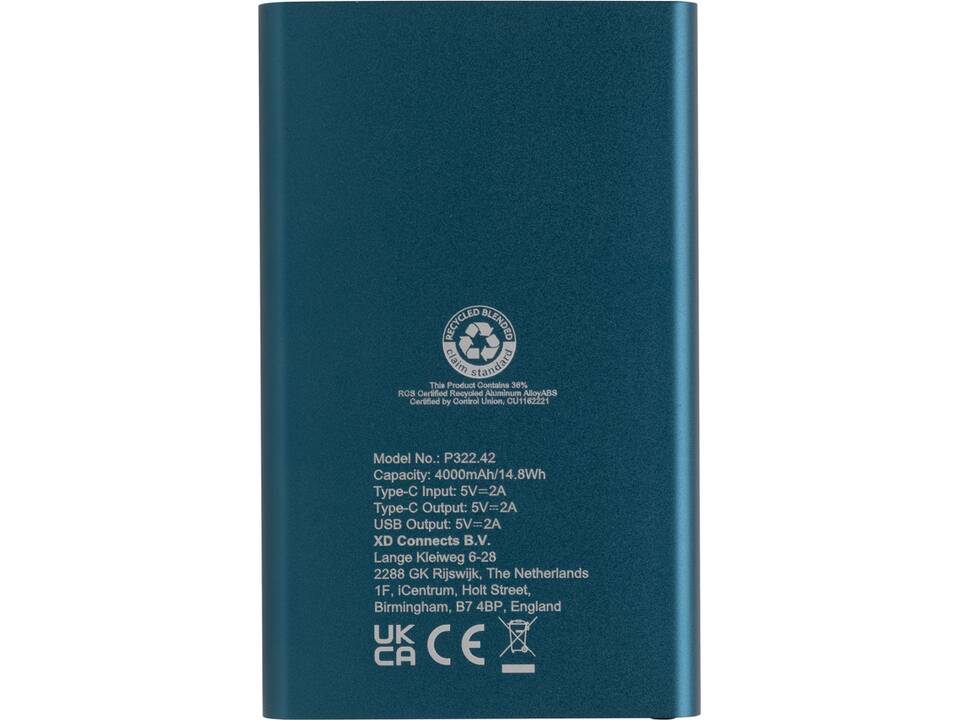 RCS gerecycled plastic/alu 4000 mah powerbank met type C 36