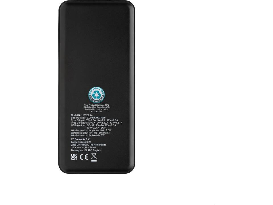 Fenwick RCS gerecycled plastic 10.000 mah 3 in 1 powerbank 9