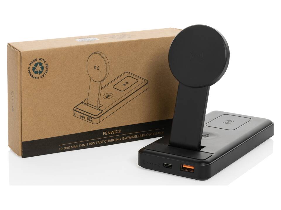 Fenwick RCS gerecycled plastic 10.000 mah 3 in 1 powerbank 12