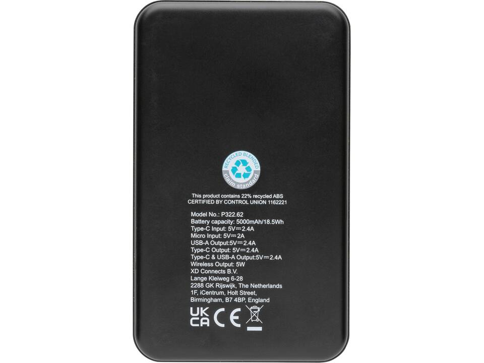 RCS gerecycled plastic 5W draadloze powerbank - 5.000 mAh 6