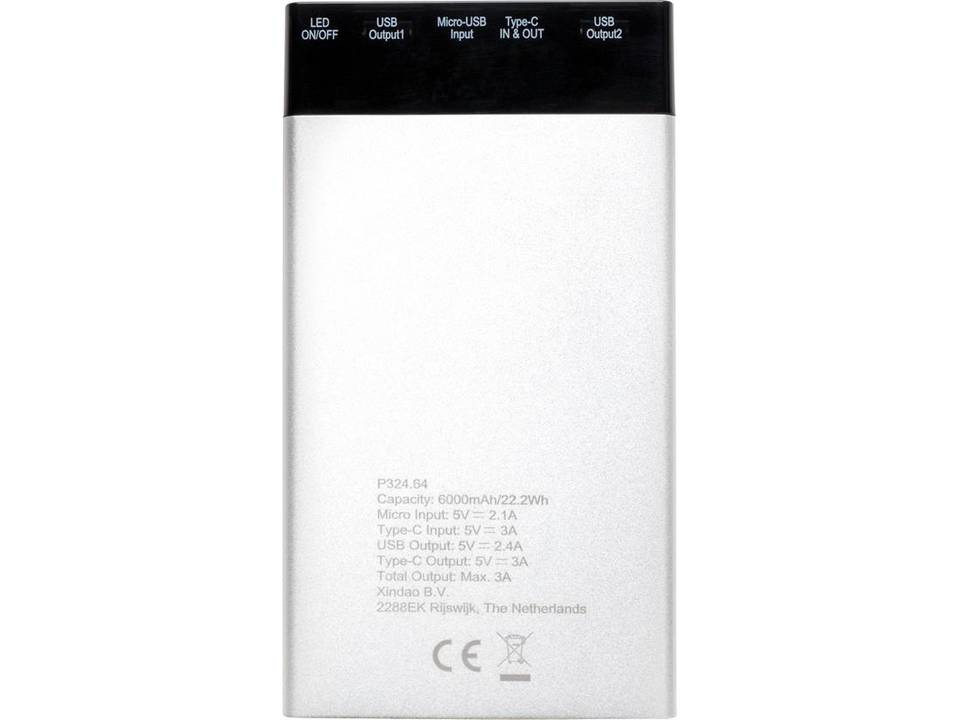 Platte powerbank met digitaal scherm - 6000 mAh 4
