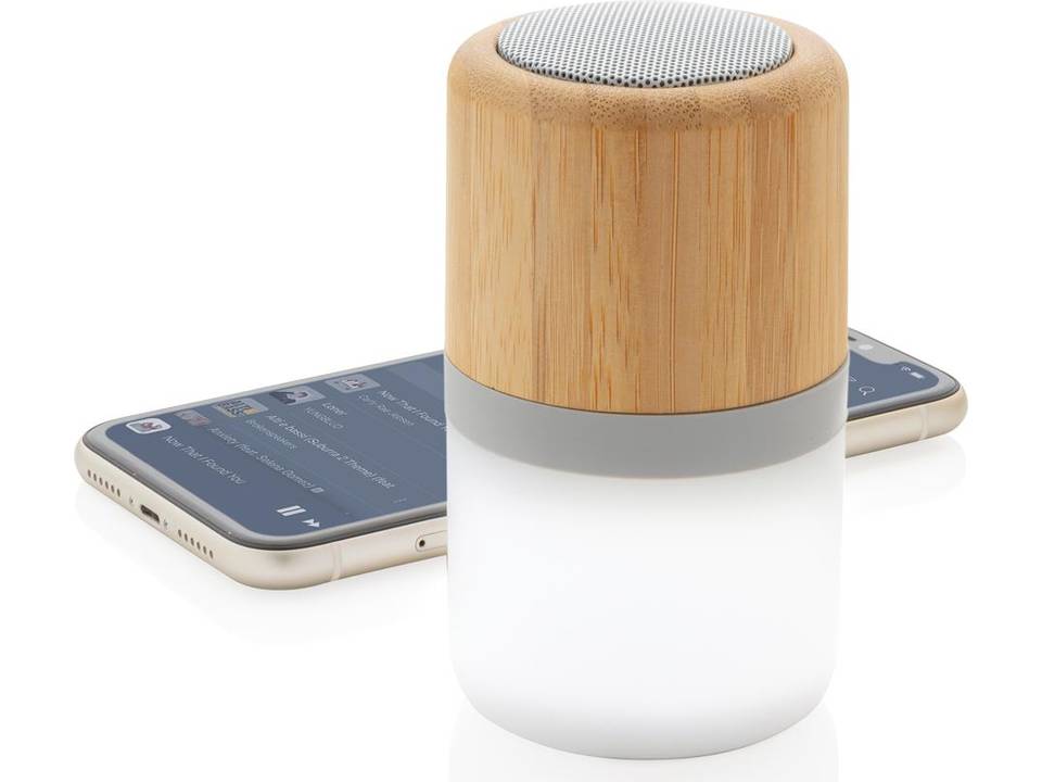 Draadloze bamboe speaker met sfeerlicht - 3W 1