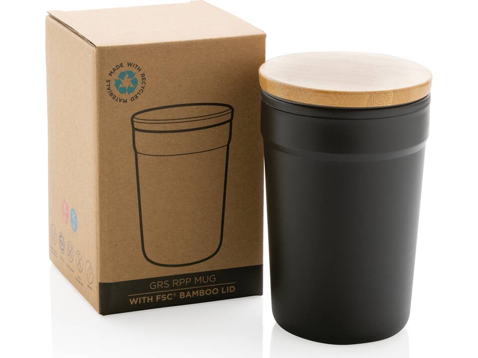 GRS gerecycled PP mok met FSC® bamboe deksel - 300 ml 6