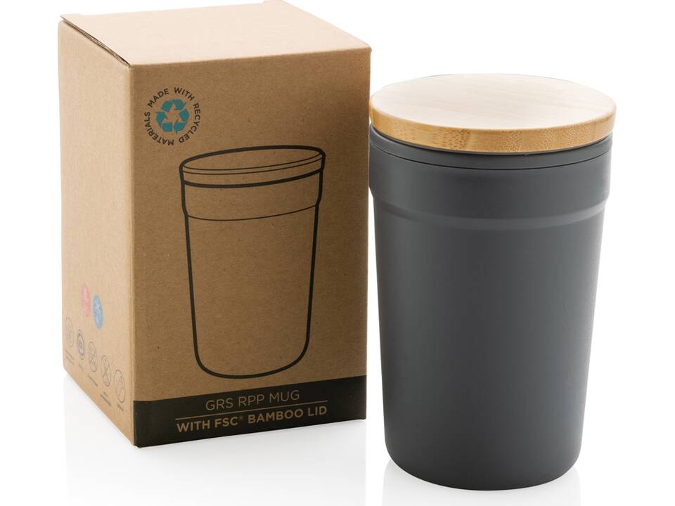 GRS gerecycled PP mok met FSC® bamboe deksel - 300 ml 11