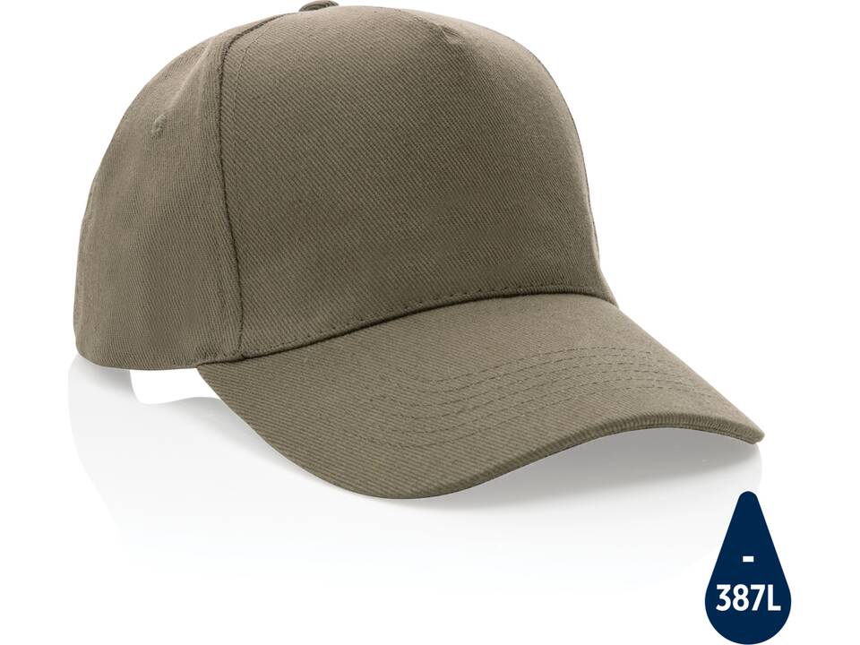 Impact 5 panel 280gr recycled katoenen cap met AWARE™ tracer 98