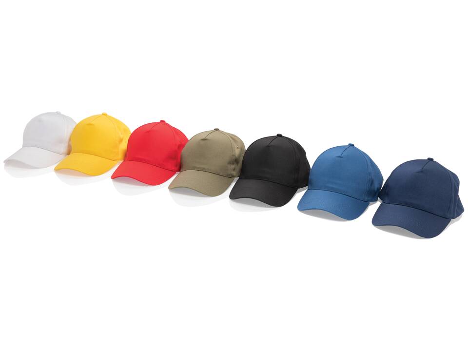 Impact 5 panel 190gr gerecycled katoenen cap met AWARE trac 28