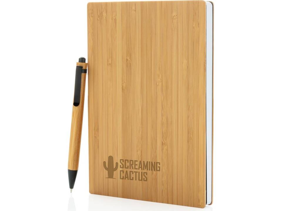 A5 Bamboe notitieboek & pen set 4