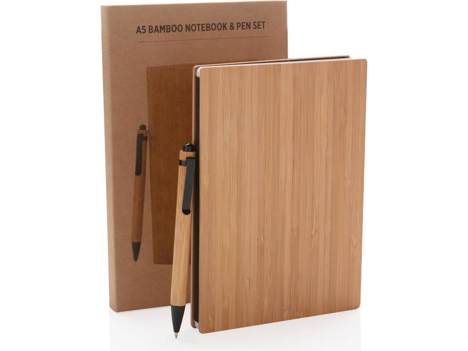 A5 Bamboe notitieboek & pen set 6