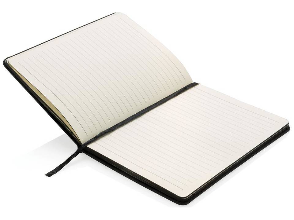 Deluxe stoffen notitieboek met zwarte zijkant 19