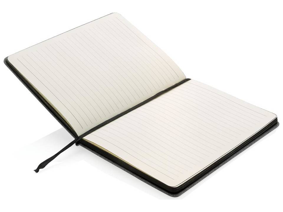 Deluxe stoffen notitieboek met zwarte zijkant 16