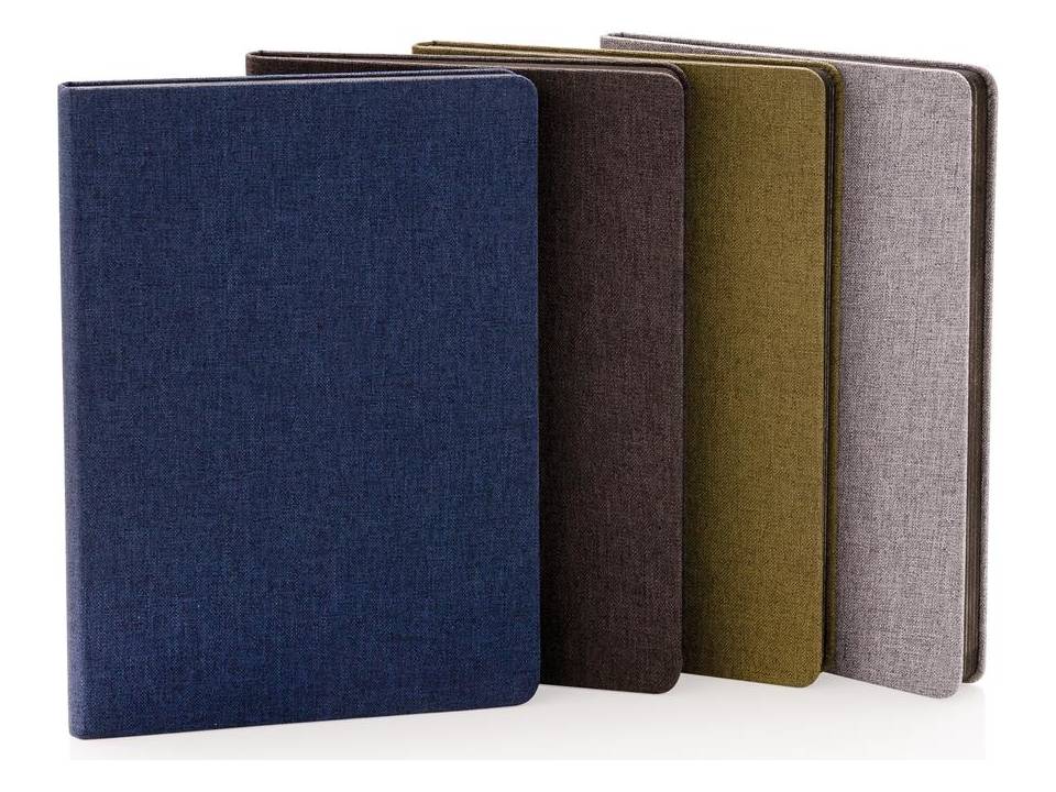 Deluxe stoffen notitieboek met zwarte zijkant 8