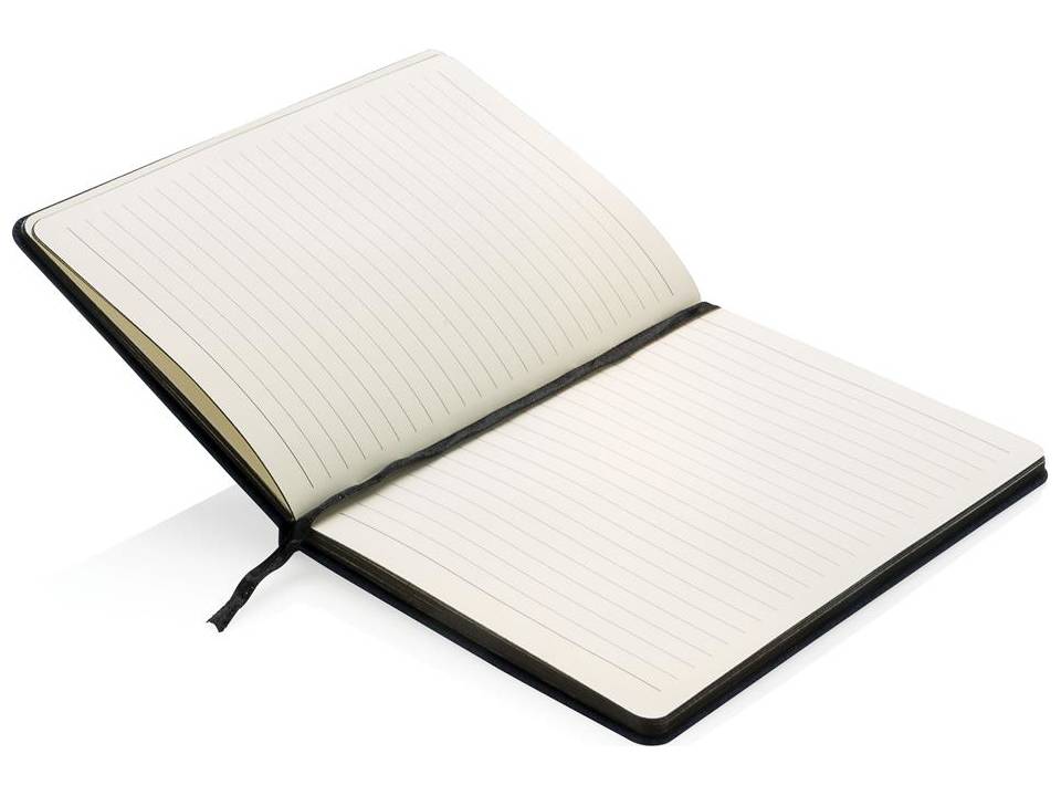 Deluxe stoffen notitieboek met zwarte zijkant 11