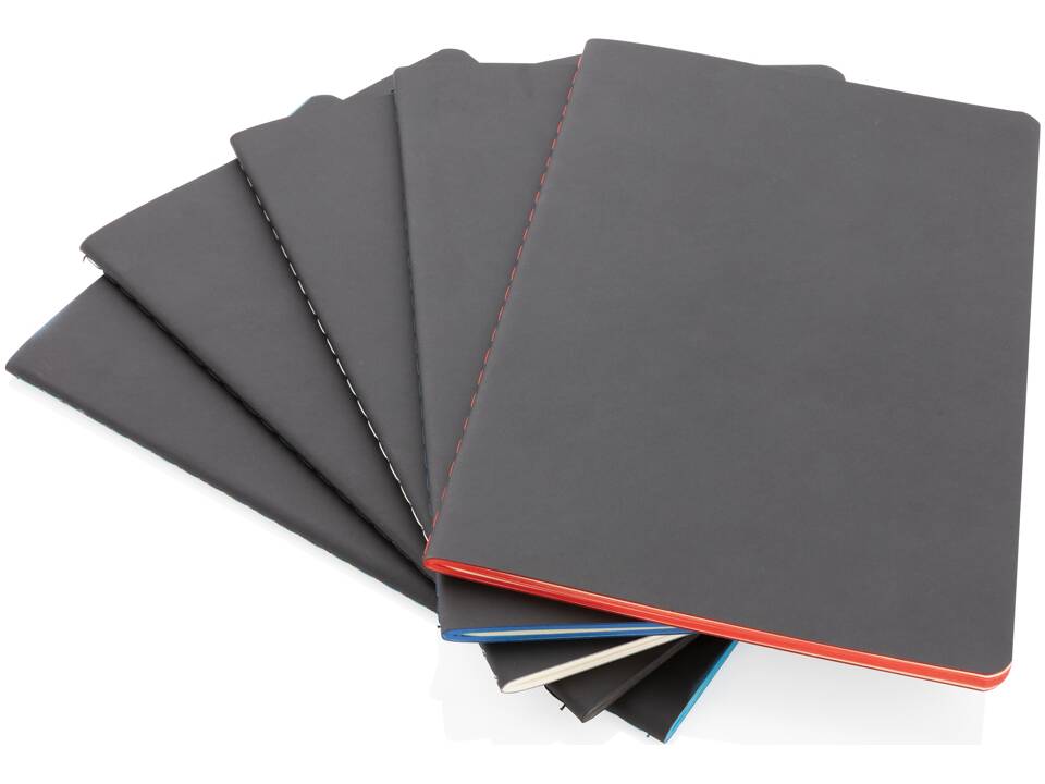 Softcover PU notitieboek met gekleurde accent rand 22