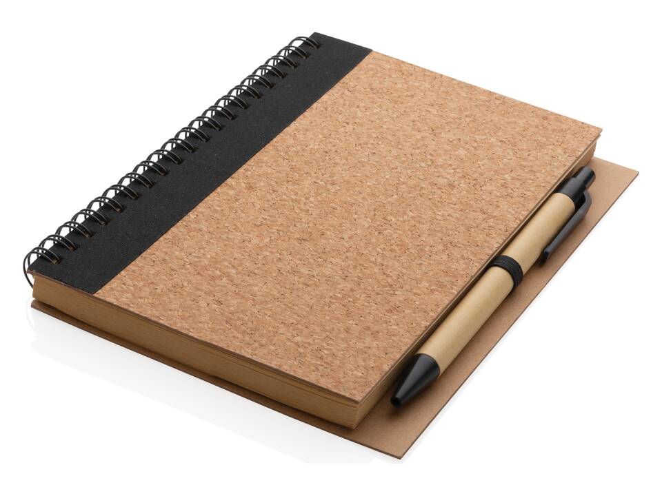 Kurk spiraal notitieboek met pen 2
