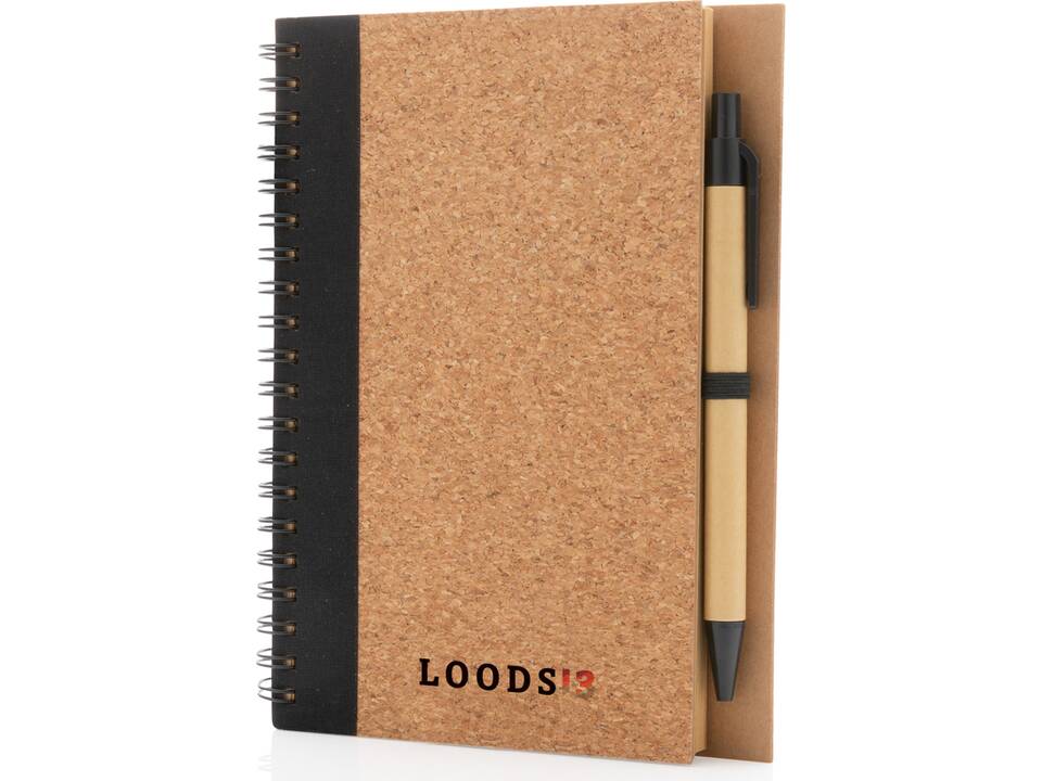Kurk spiraal notitieboek met pen 6