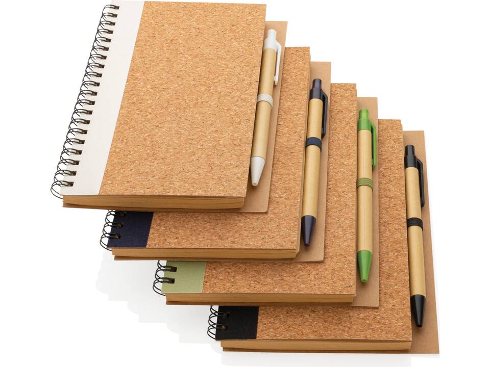 Kurk spiraal notitieboek met pen 7