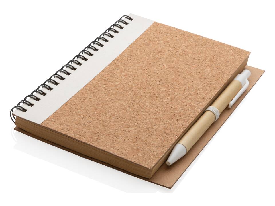 Kurk spiraal notitieboek met pen 10