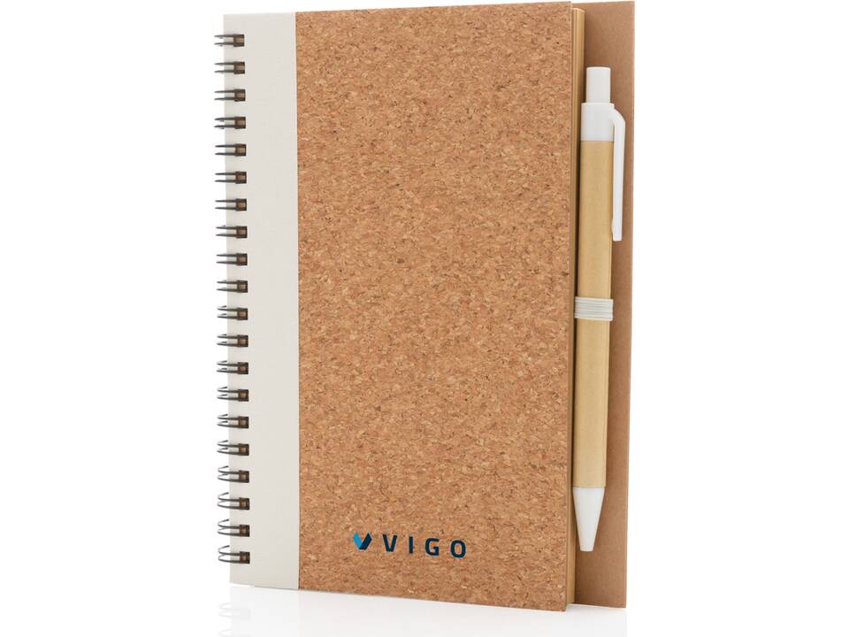 Kurk spiraal notitieboek met pen 14