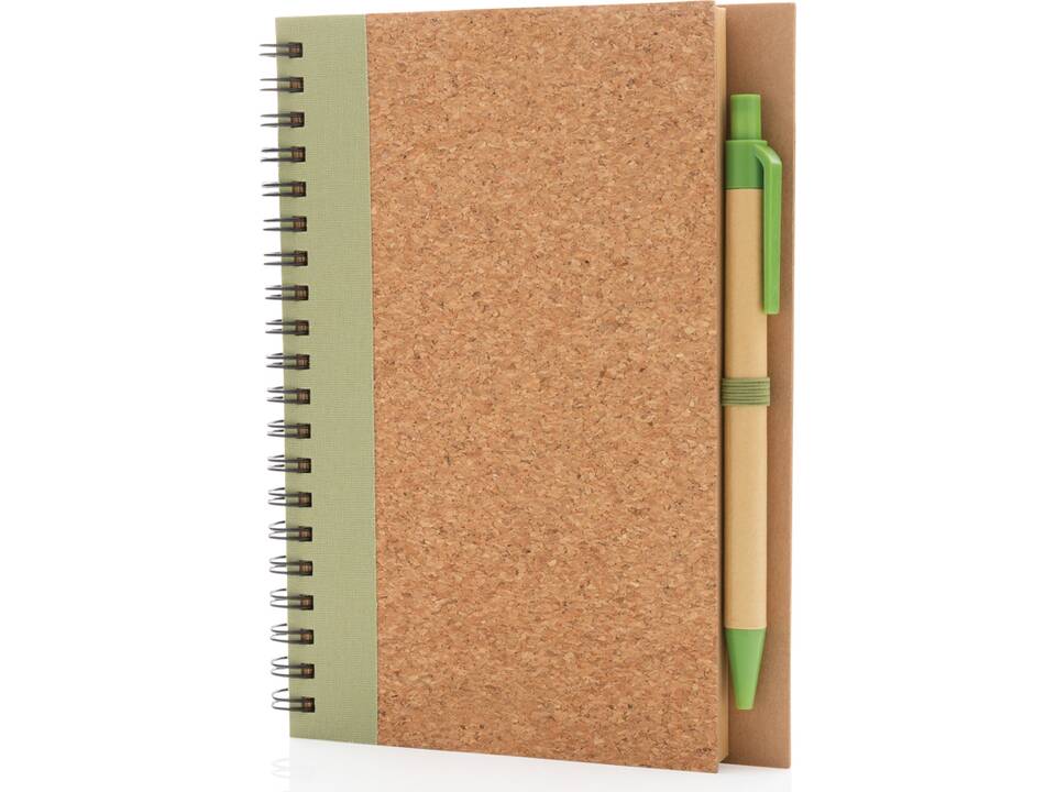 Kurk spiraal notitieboek met pen 21