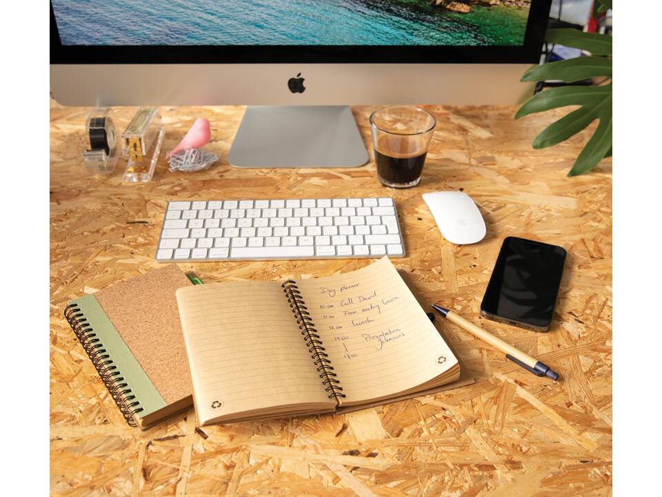 Kurk spiraal notitieboek met pen 27