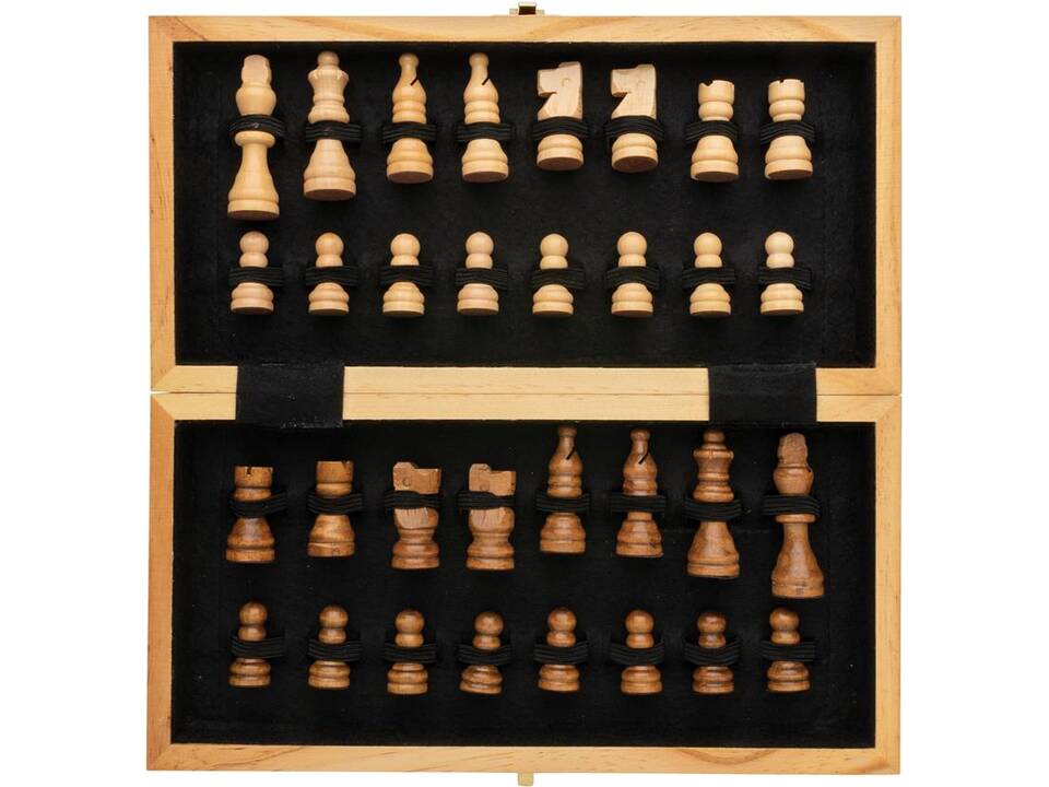 Luxe houten opvouwbare schaakset 5