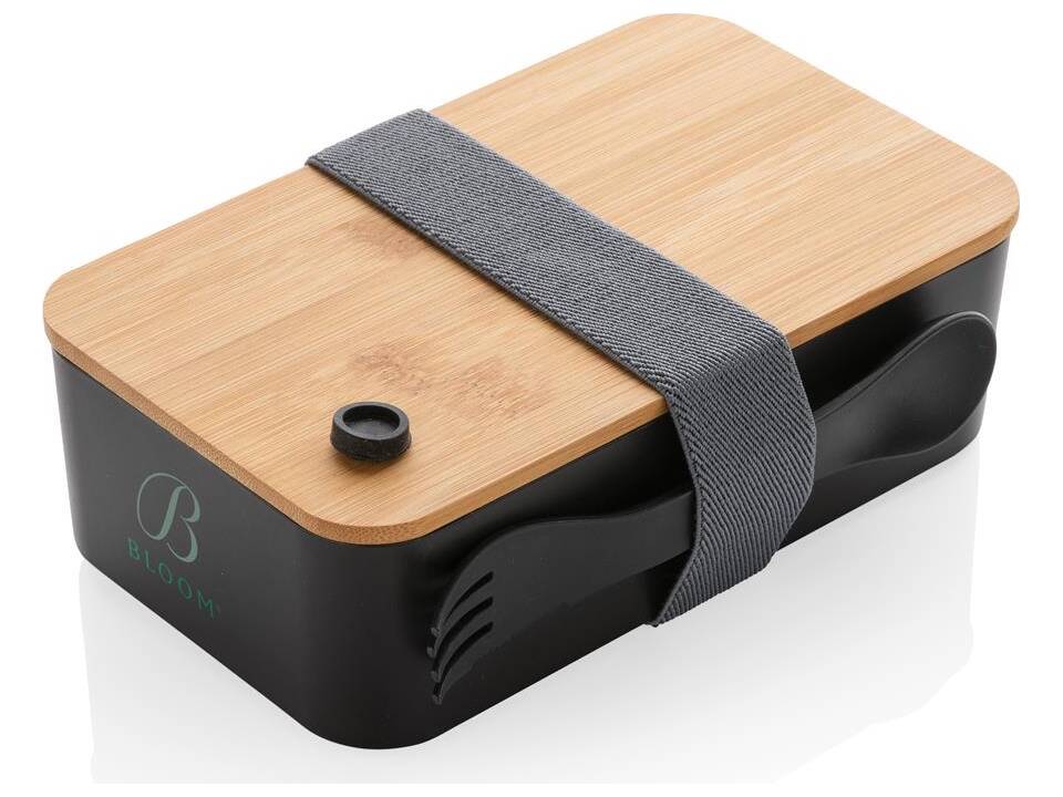 Lunchbox met bamboe deksel en spork 5