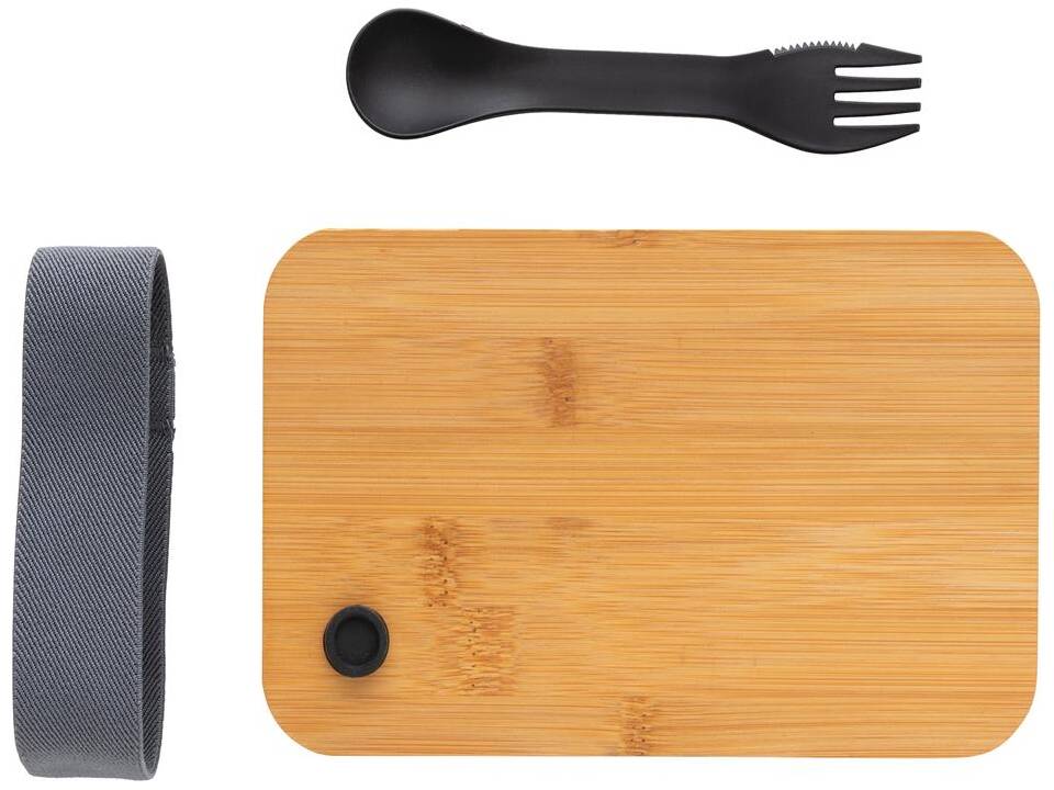 Lunchbox met bamboe deksel en spork 4