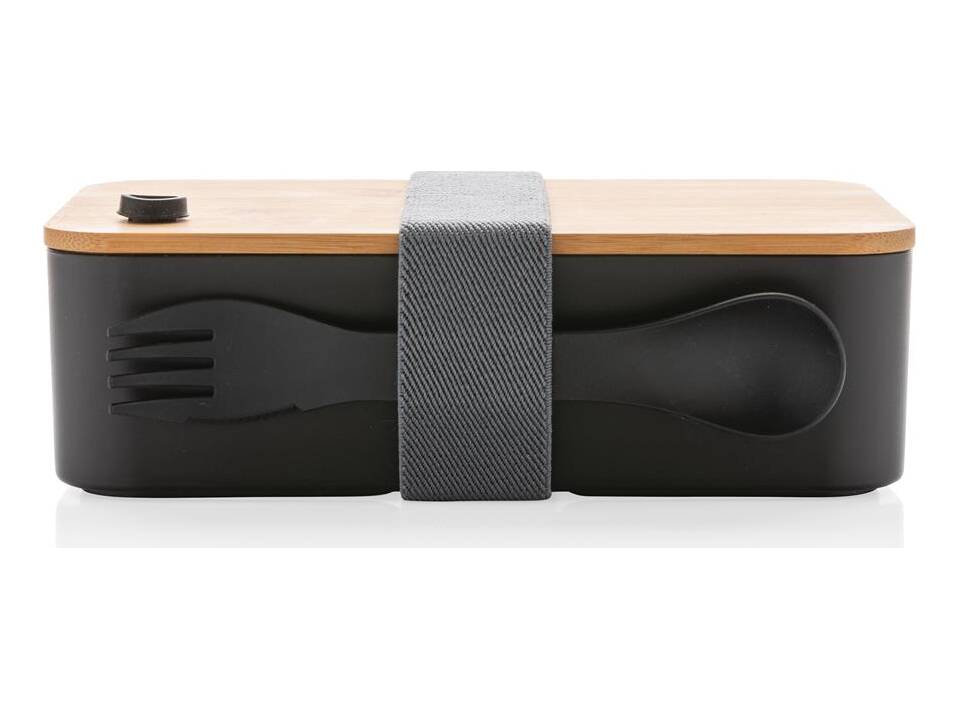Lunchbox met bamboe deksel en spork 2