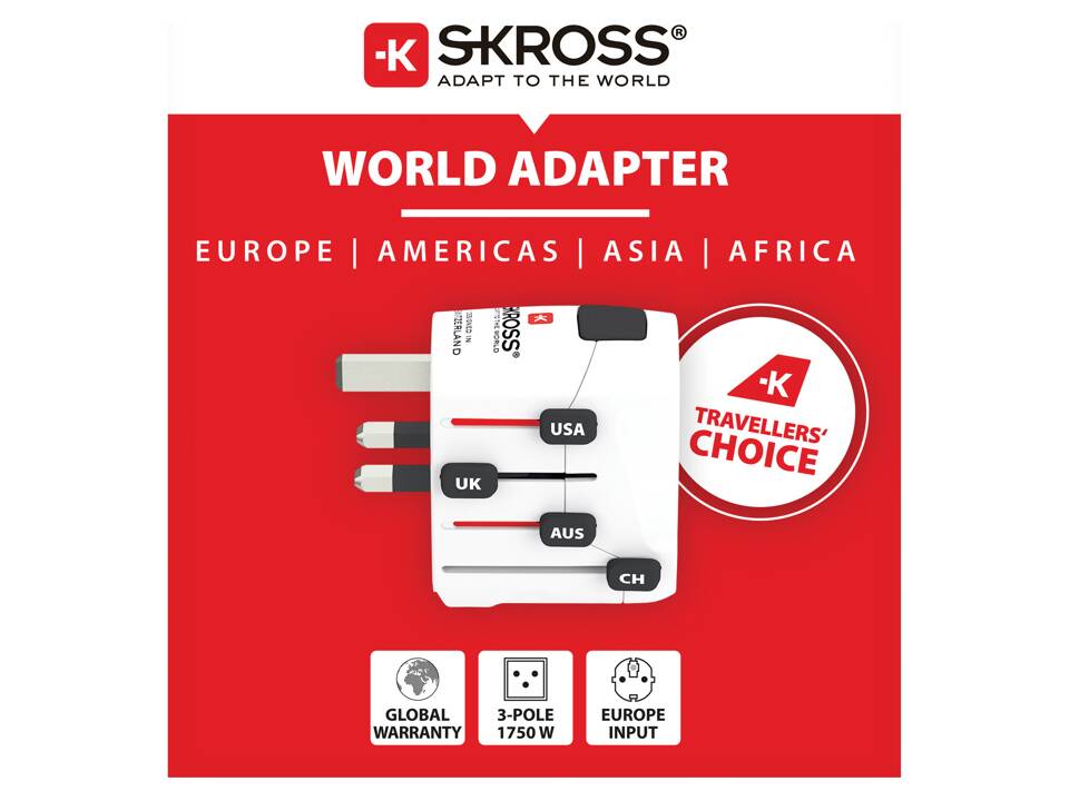 SKROSS Pro 3-polige wereldreisadapter 4
